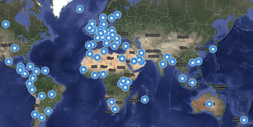 Global mosaic of interconnected communities